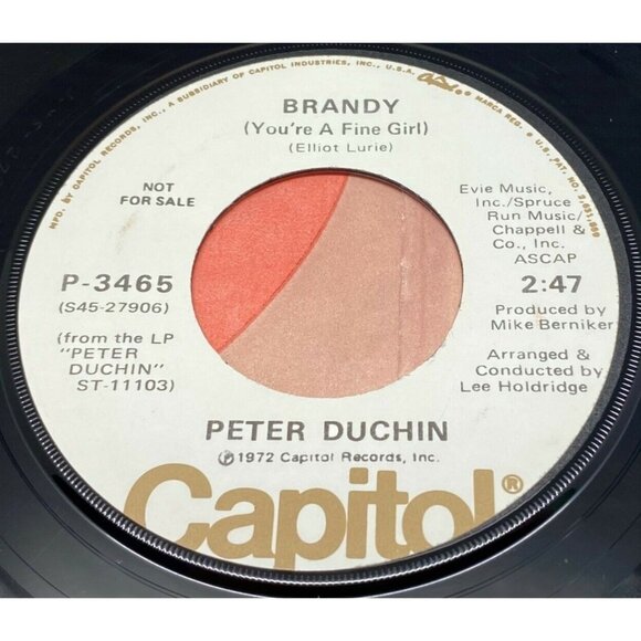 Peter Duchin Brandy / Day By Day (Godspell) 45 Vinyl 70s Jazz Rock Capitol Promo - Picture 1 of 6